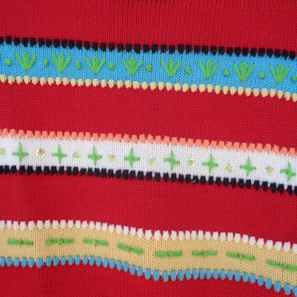 VINTAGE embroidered & sequin detail 90s sweater - Picture 4 of 10